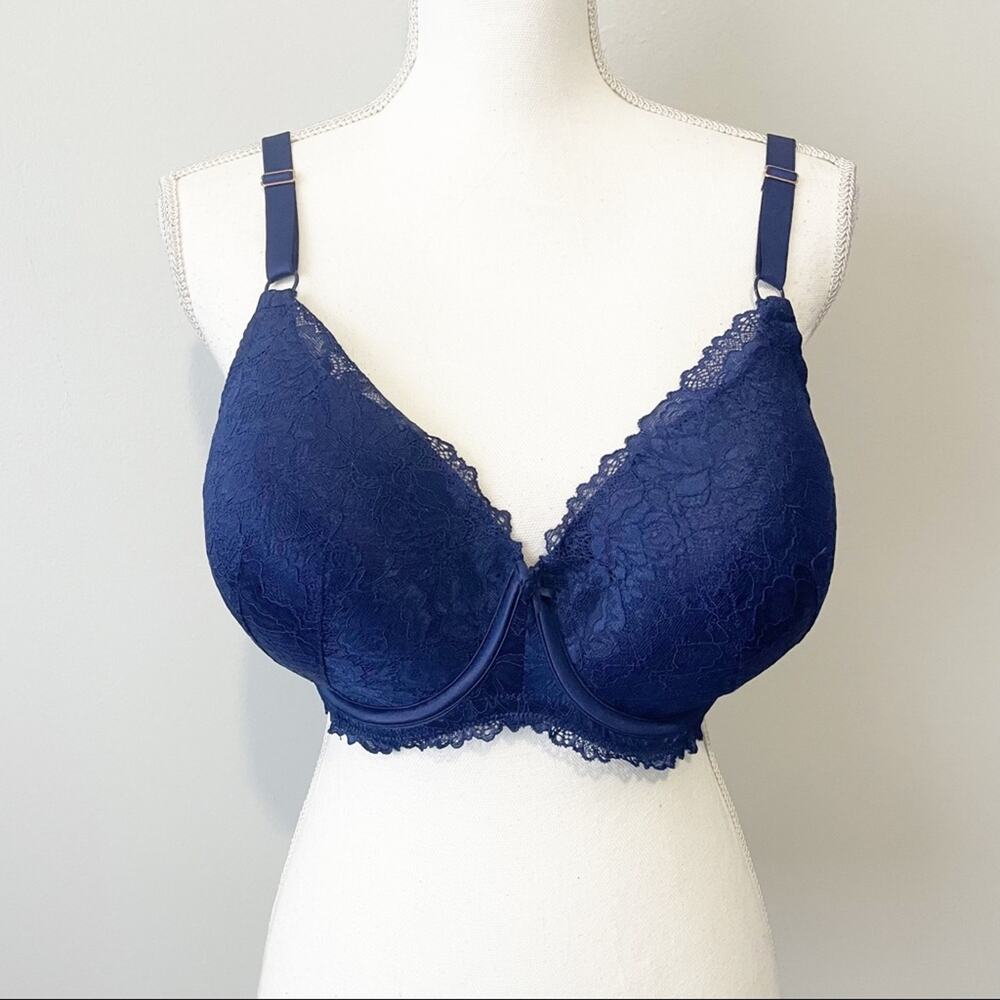 INC intimates blue lace full coverage convertible t shirt bra size 38DD NWT